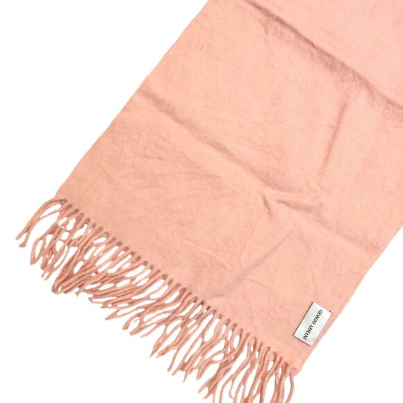 GIORGIO ARMANI Luxury Designer Vintage Logo Embroidered Light Pink Scarf - Picture 10 of 16